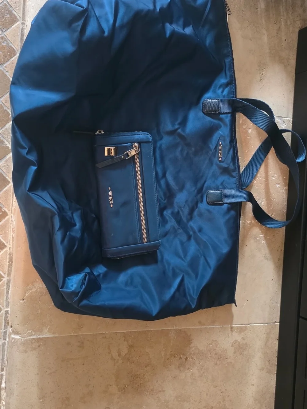Tumi Navy Blue Nylon Duffel Bag with Front Zip Pocket